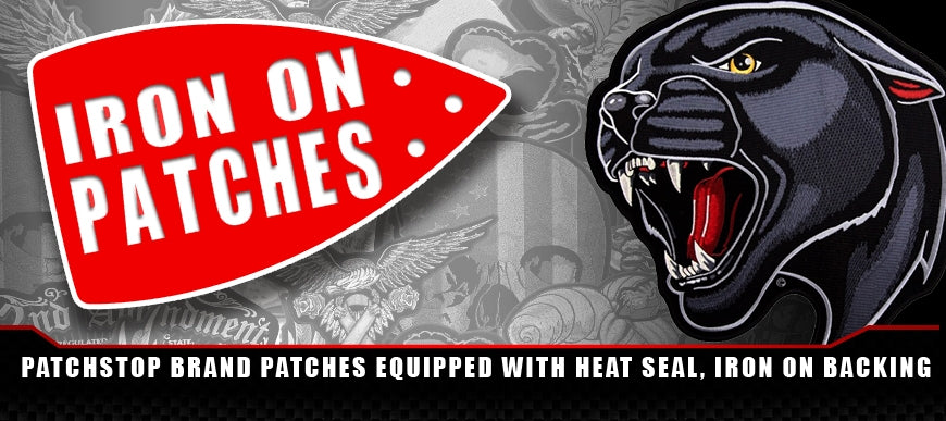 PatchStop iron-on embroidery display with a black panther patch
