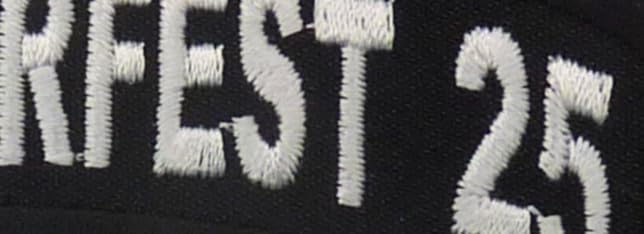 PatchStop Biketoberfest 25 Embroidered Rocker Patch, Black and White, Iron On or Sew On, 3.75 x 1.5 Inch — detail view 2