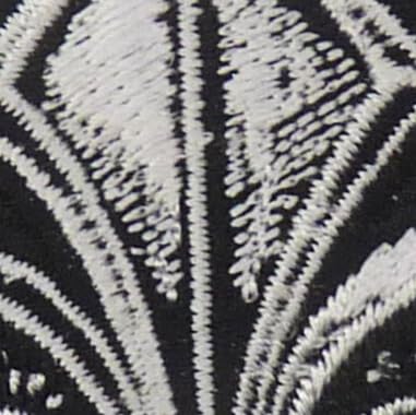 Fleur De Lis Embroidered Iron-On Patch, Black and White, Decorative Symbol Applique — detail view 2