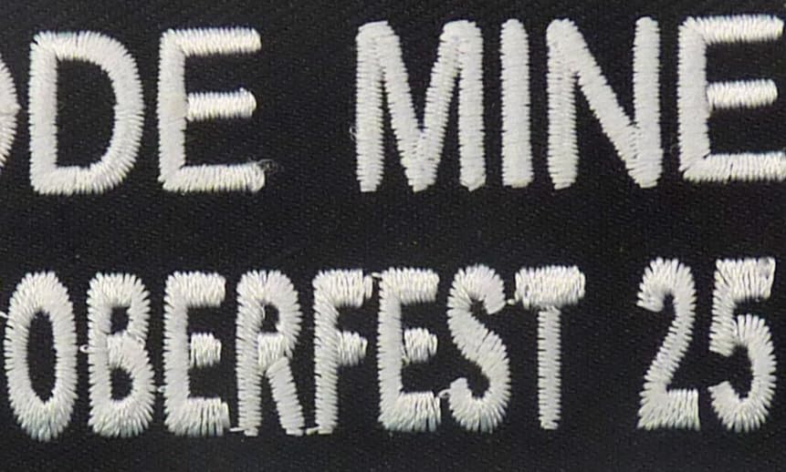 PatchStop I Rode Mine Biketoberfest 25 Embroidered Patch, Black, Iron On or Sew On, 3.5" x 1.75 — detail view 2