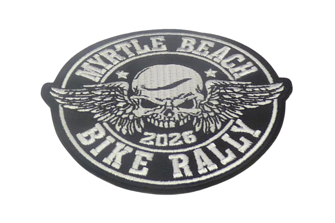 Myrtle Beach 2026 Bike Rally Embroidered Patch — detail view 1