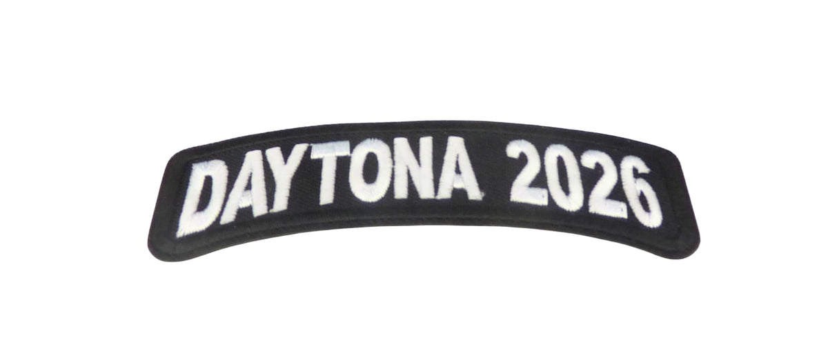 PatchStop 2026 Daytona Bike Week White Rocker Event Patch, Embroidered Fabric, Black and White, 3.75 x 1 Inches, Iron On Motorcycle Patch — detail view 1