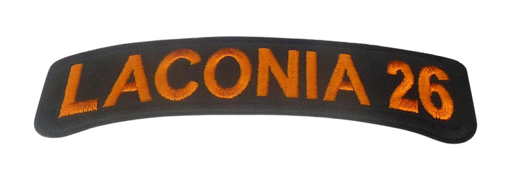 Laconia 26 Orange Rocker Motorcycle Event Patch Small Size — detail view 1