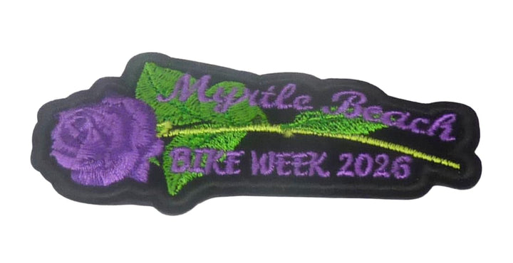 Myrtle Beach Bike Week 2026 Purple Rose Embroidered Patch — detail view 1