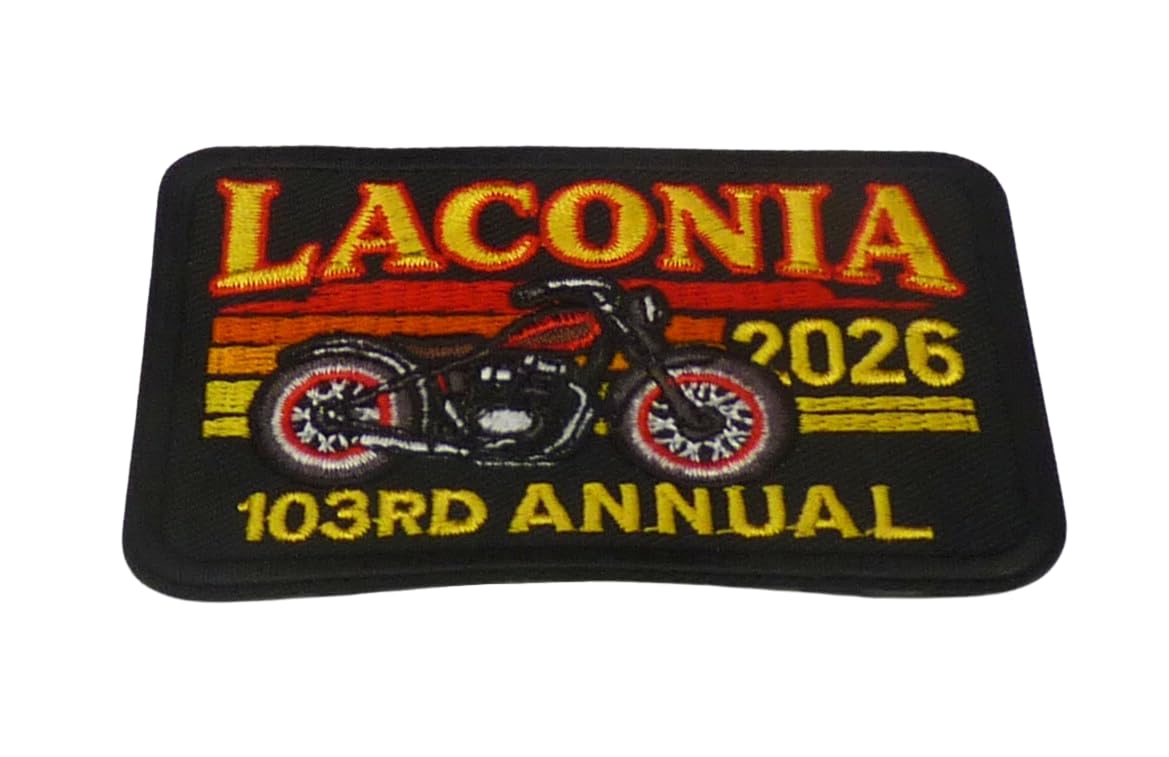 Laconia 2026 103rd Annual Motorcycle Event Embroidered Patch — detail view 1