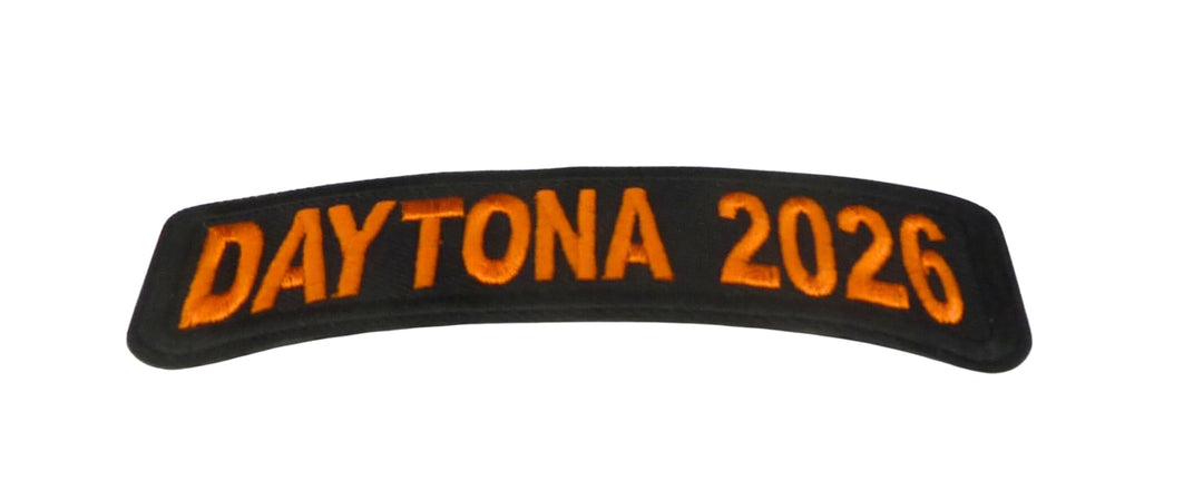 PatchStop Daytona 2026 Bike Week Embroidered Patch, Orange and Black Rocker, 3.75" x 1", Iron On Motorcycle Event Souvenir — detail view 1