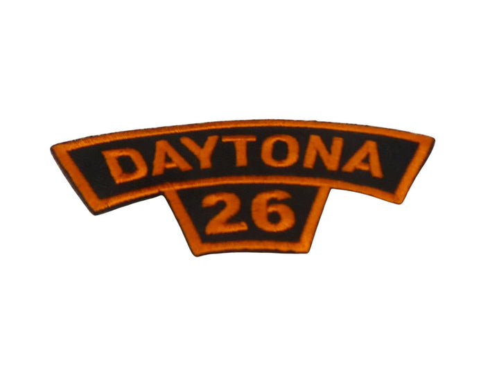 PatchStop 2026 Daytona Bike Week Embroidered Patch, Orange and Black Rocker with Tab, 3" x 1.5", Iron-On Motorcycle Event Souvenir — detail view 1