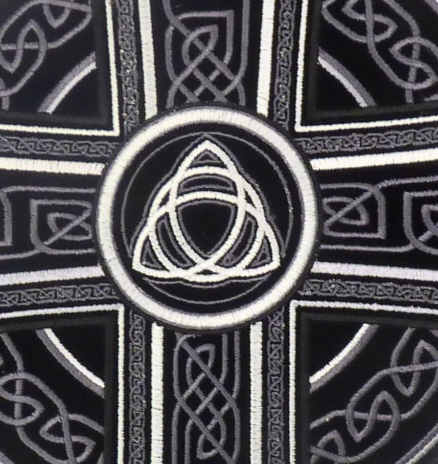 Grey Celtic Cross Large Patch — detail view 2