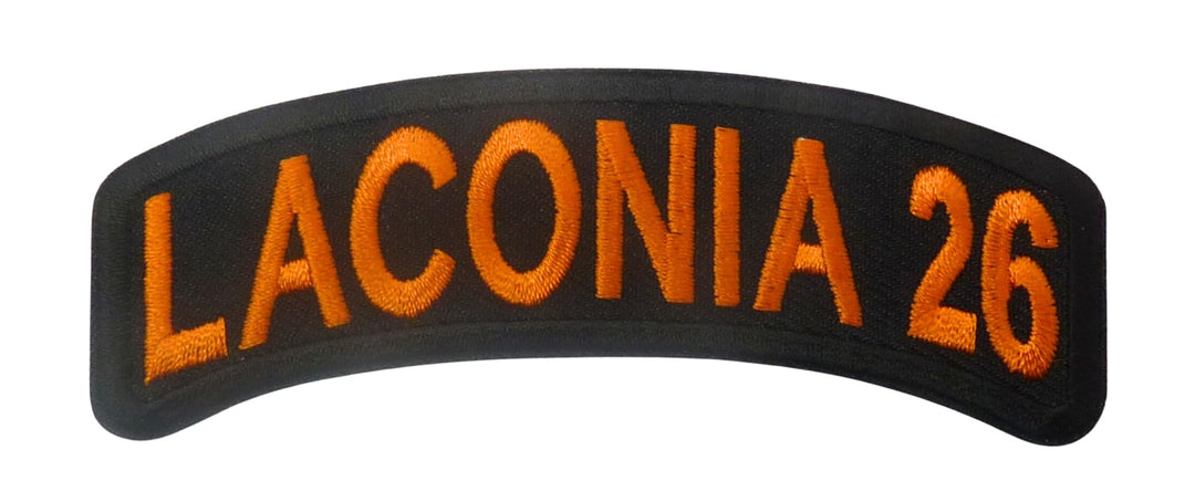 Laconia 26 Orange Rocker Motorcycle Event Patch Small Size — product image