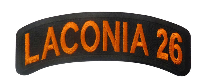 Laconia 26 Orange Rocker Motorcycle Event Patch Small Size — product image