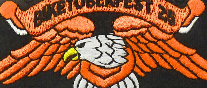 PatchStop Biketoberfest 2025 Florida Eagle Embroidered Patch, Orange and Black, Iron On or Sew On, Event Commemorative — detail view 2