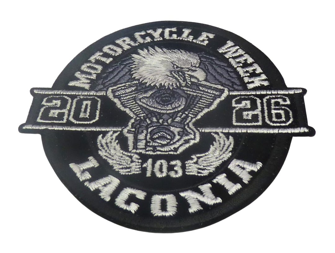 Laconia Motorcycle Week 2026 Eagle Embroidered Event Patch — detail view 1