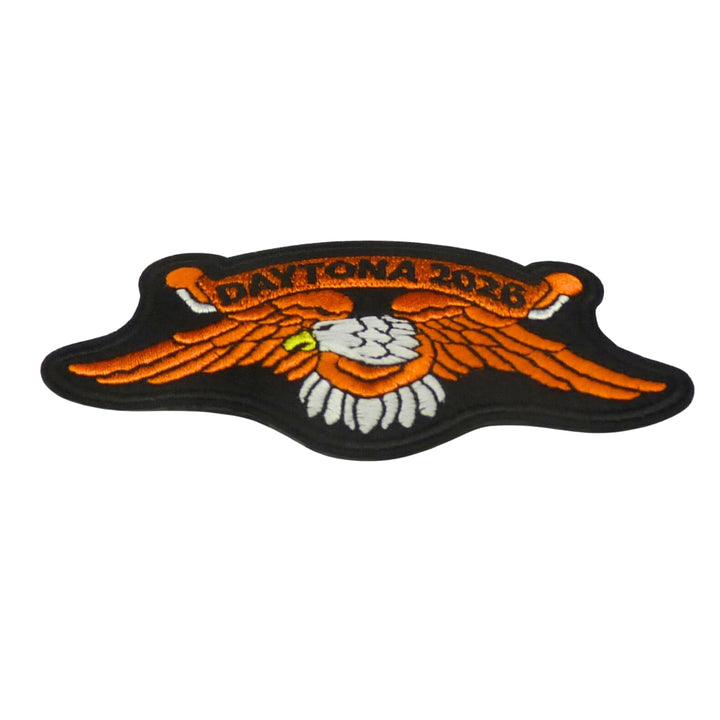 PatchStop 2026 Daytona Bike Week Orange Eagle Embroidered Patch, Fabric, 4.25" x 2", Iron On, Motorcycle Event Souvenir — detail view 1