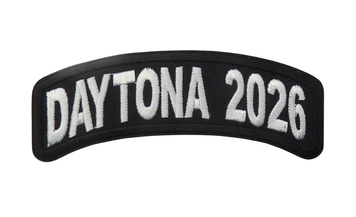 PatchStop 2026 Daytona Bike Week White Rocker Event Patch, Embroidered Fabric, Black and White, 3.75 x 1 Inches, Iron On Motorcycle Patch — product image
