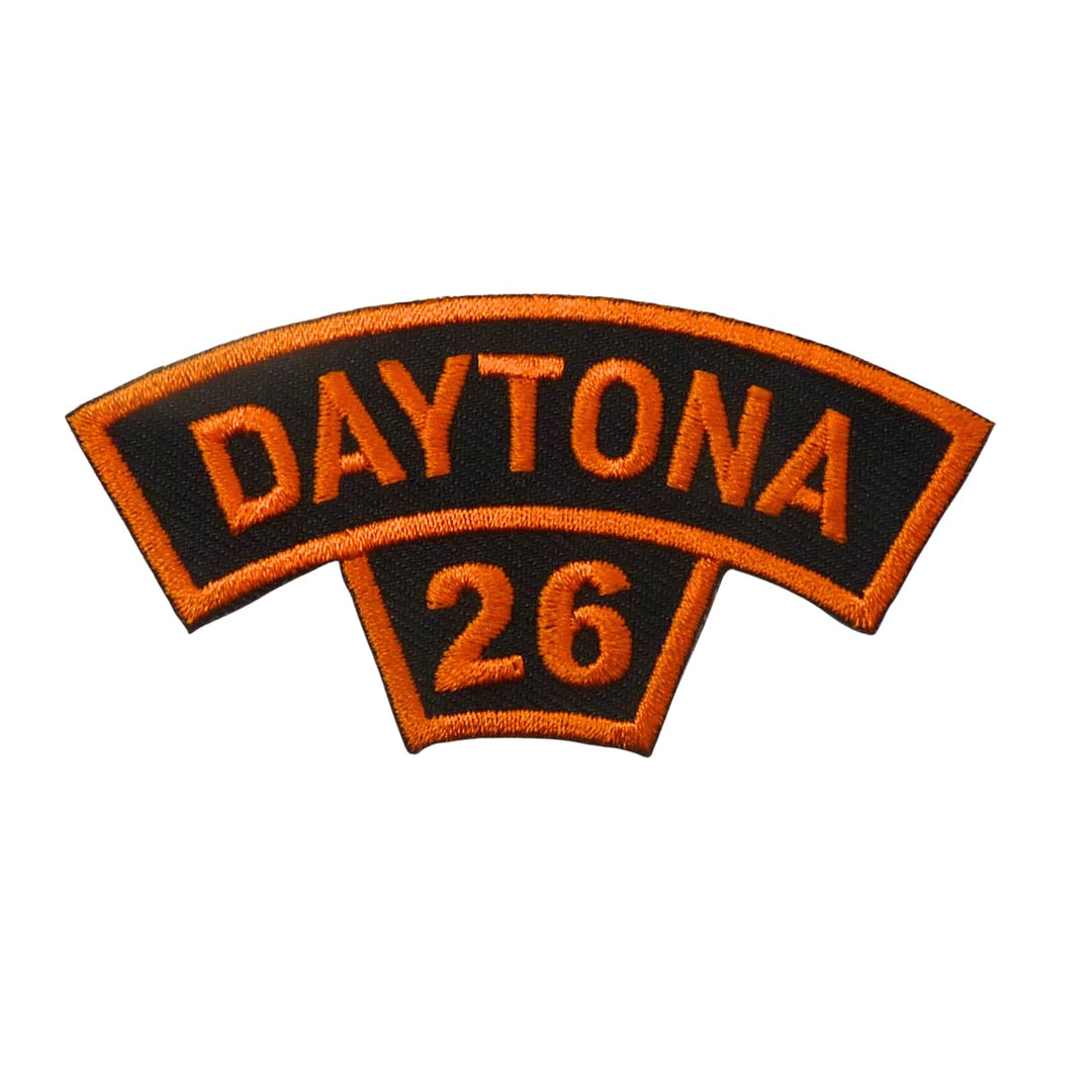 PatchStop 2026 Daytona Bike Week Embroidered Patch, Orange and Black Rocker with Tab, 3" x 1.5", Iron-On Motorcycle Event Souvenir — product image