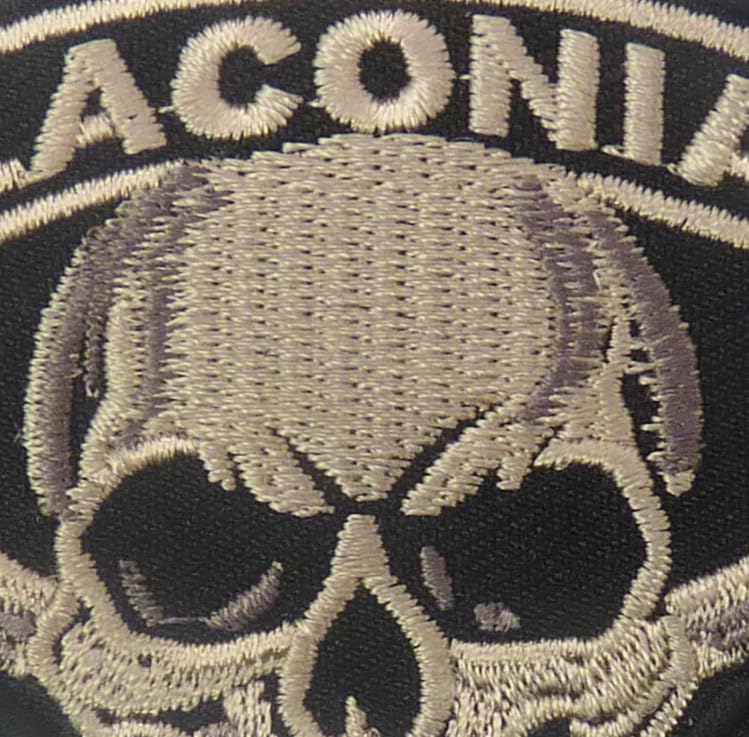 Laconia 103rd 2026 Skull and Crossbones Embroidered Patch — detail view 2