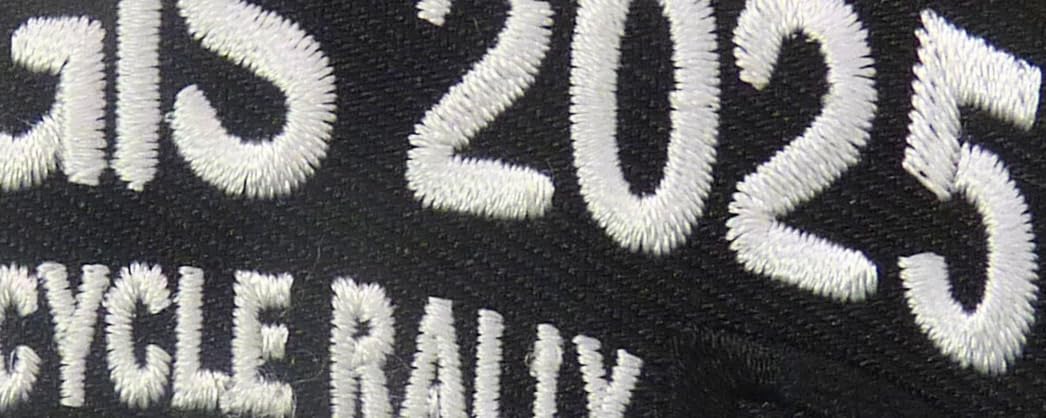 Sturgis 2025 Motorcycle Rally Event White Embroidered Patch — detail view 2