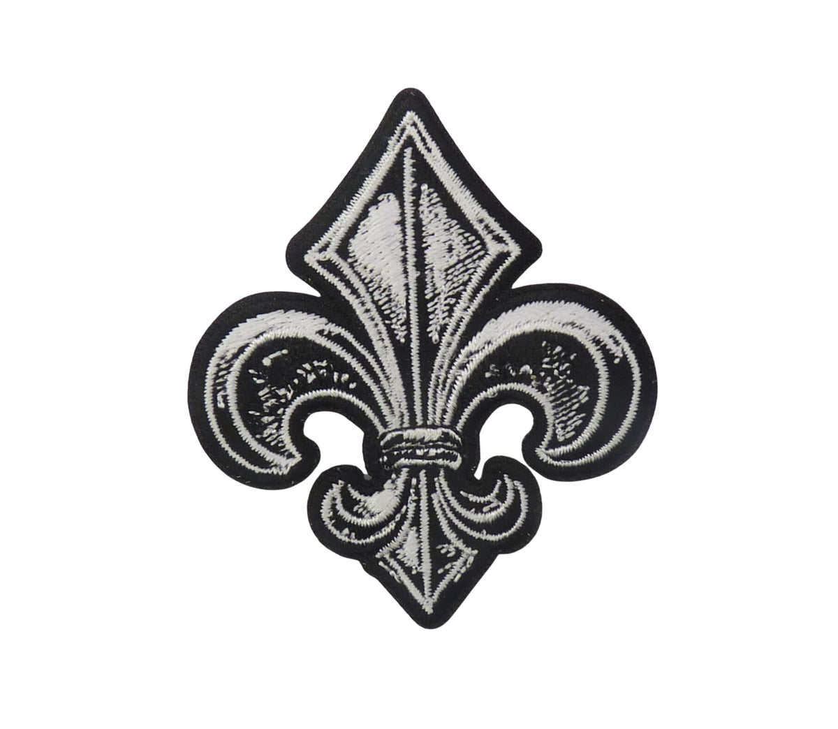 Fleur De Lis Embroidered Iron-On Patch, Black and White, Decorative Symbol Applique — product image