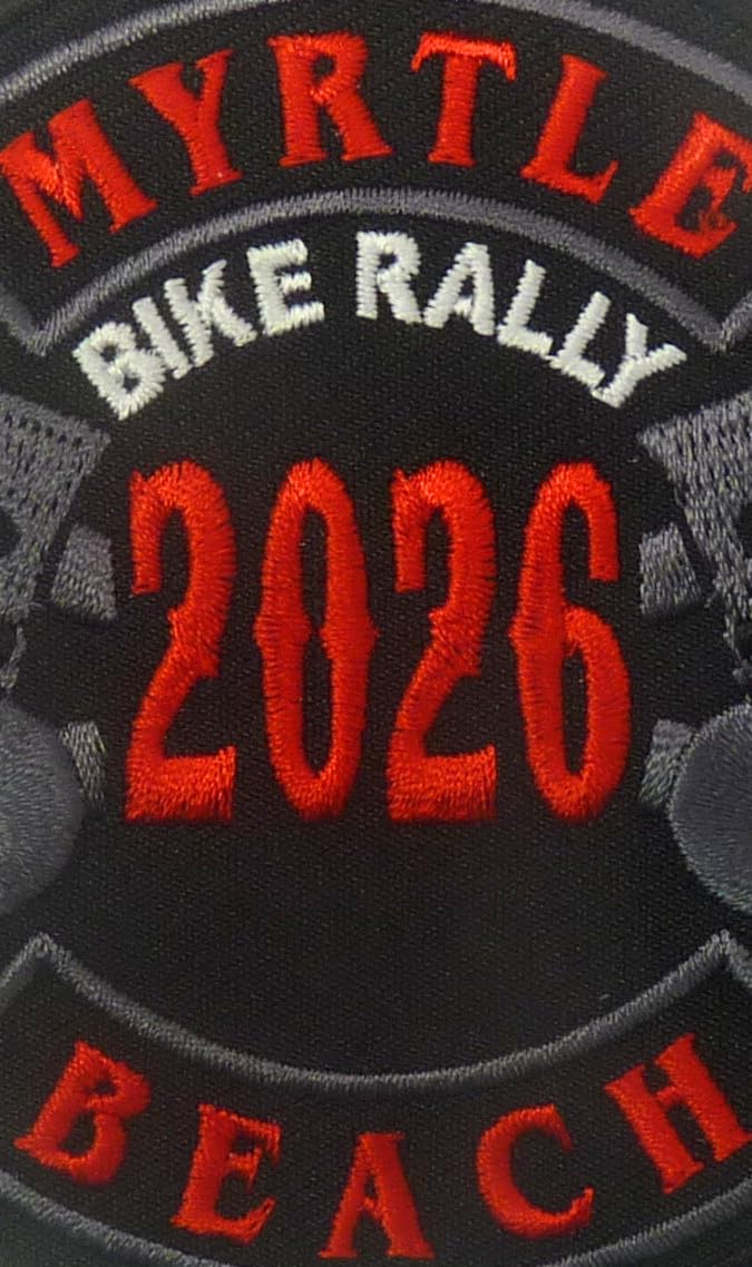 Myrtle Beach 2026 Bike Rally Event Embroidered Patch — detail view 2