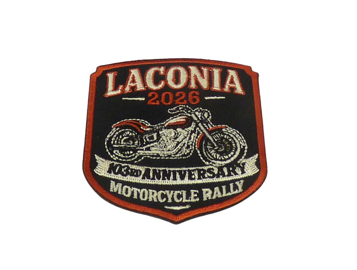 Laconia 2026 103rd Anniversary Motorcycle Rally Embroidered Patch — detail view 1