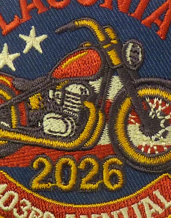 Laconia 2026 103rd Annual Motorcycle Event Embroidered Patch — detail view 2