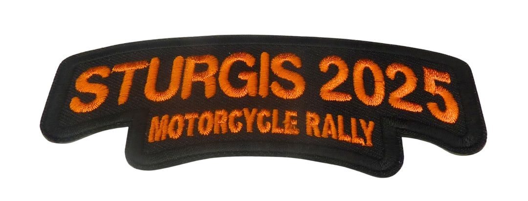 Sturgis 2025 Motorcycle Rally Embroidered Orange Patch — detail view 1