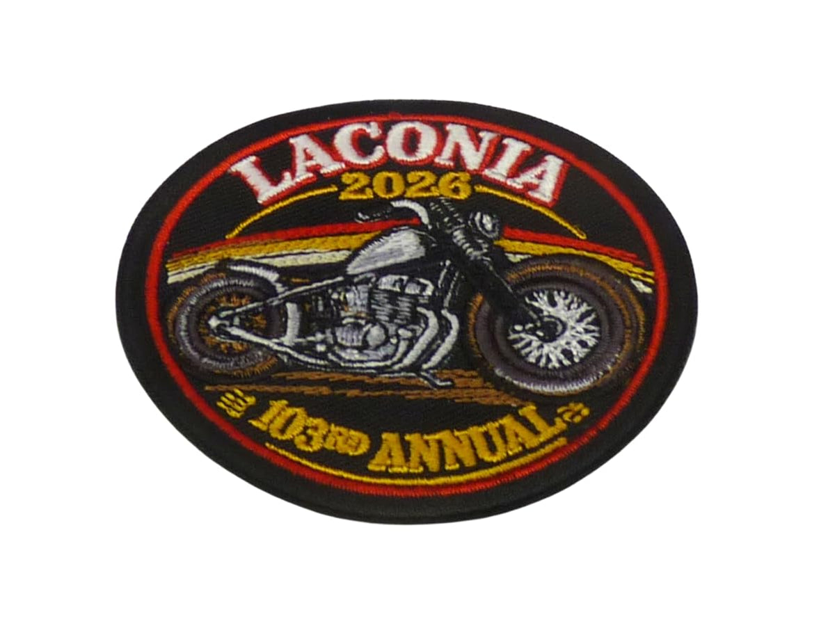 Laconia 2026 103rd Annual Motorcycle Embroidered Patch — detail view 1
