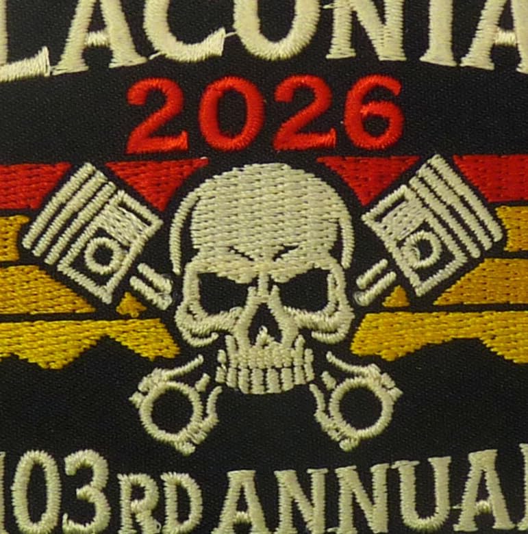 Laconia 2026 103rd Annual Embroidered Biker Patch — detail view 2