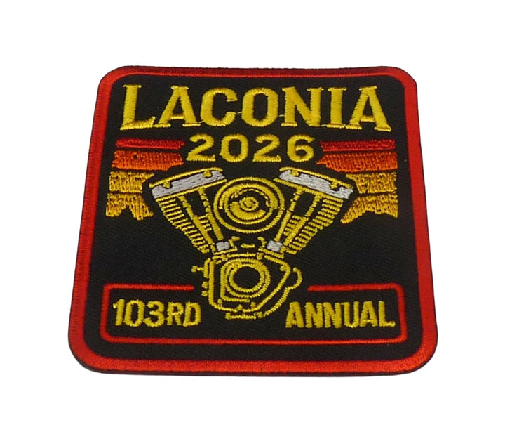 Laconia 2026 103rd Annual Motorcycle Event Embroidered Patch — detail view 1