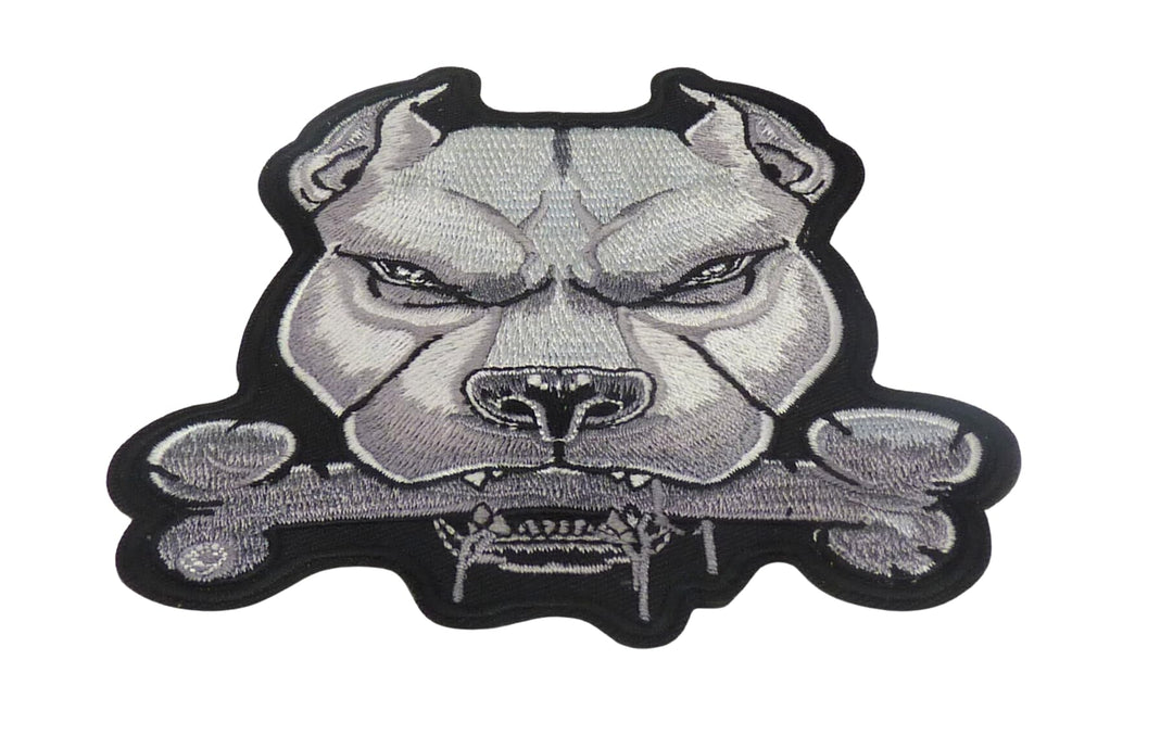 Pit Bull Terrier Embroidered Patch, Gray, 4.5 x 5 Inch, Fabric Accessory for Dog Lovers — detail view 1