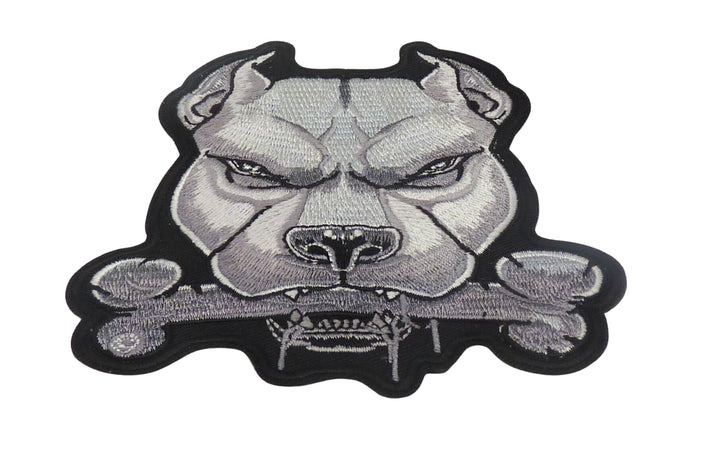 Pit Bull Terrier Embroidered Patch, Gray, 4.5 x 5 Inch, Fabric Accessory for Dog Lovers — detail view 1