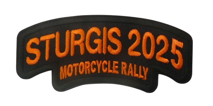 Sturgis 2025 Motorcycle Rally Embroidered Orange Patch — product image