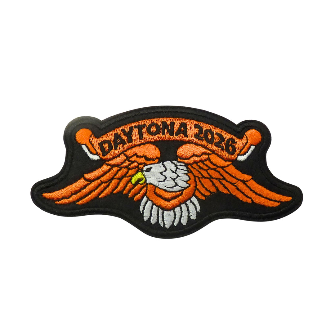 PatchStop 2026 Daytona Bike Week Orange Eagle Embroidered Patch, Fabric, 4.25" x 2", Iron On, Motorcycle Event Souvenir — product image