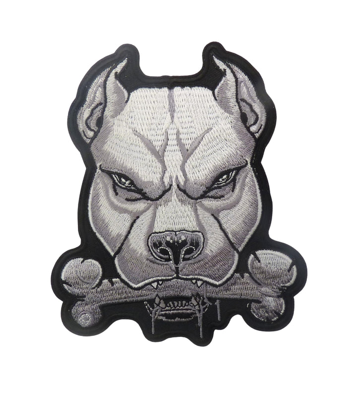 Pit Bull Terrier Embroidered Patch, Gray, 4.5 x 5 Inch, Fabric Accessory for Dog Lovers — product image