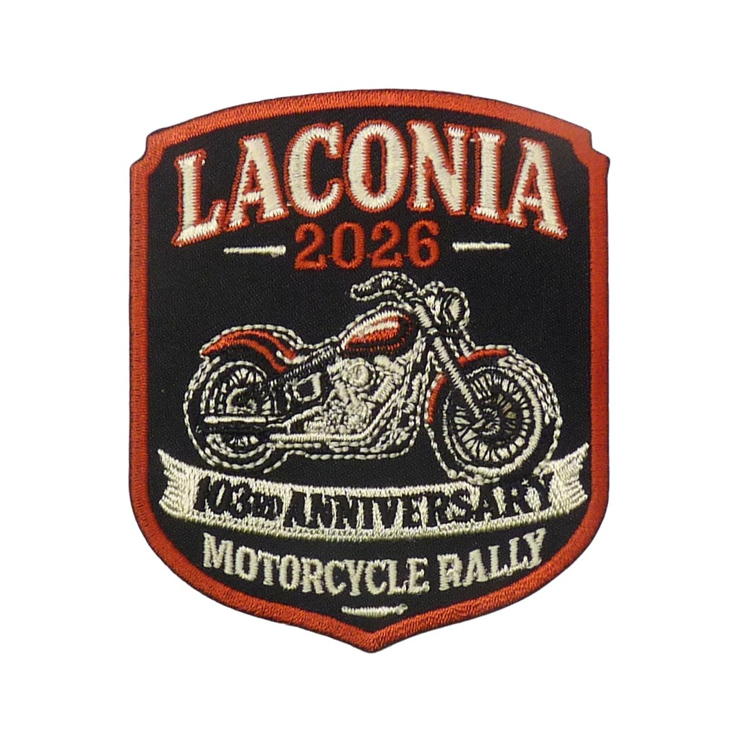Laconia 2026 103rd Anniversary Motorcycle Rally Embroidered Patch — product image