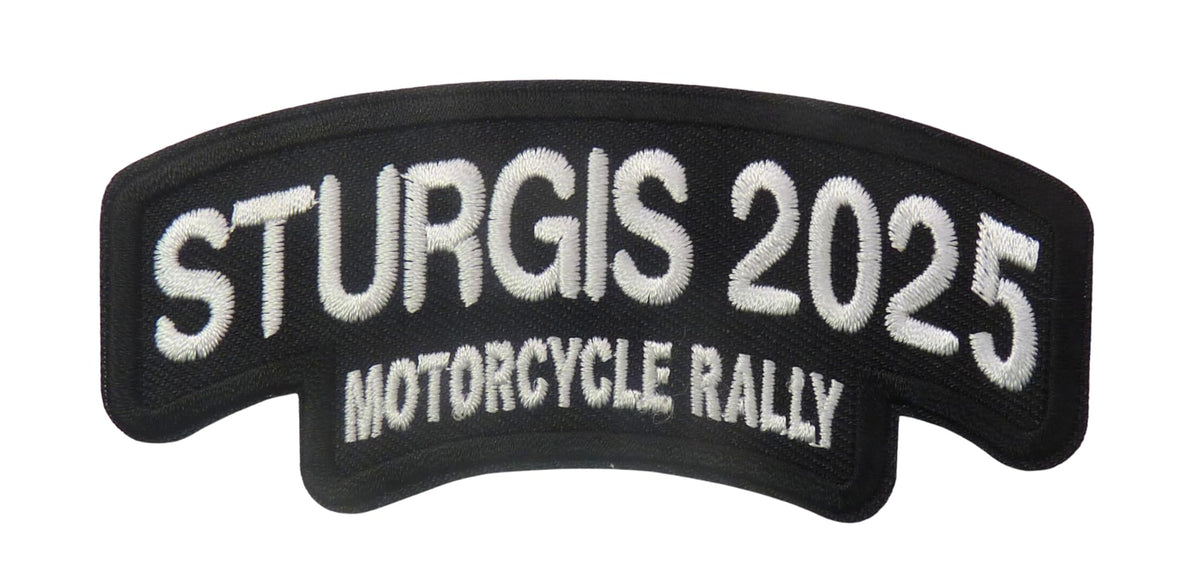 Sturgis 2025 Motorcycle Rally Event White Embroidered Patch — product image