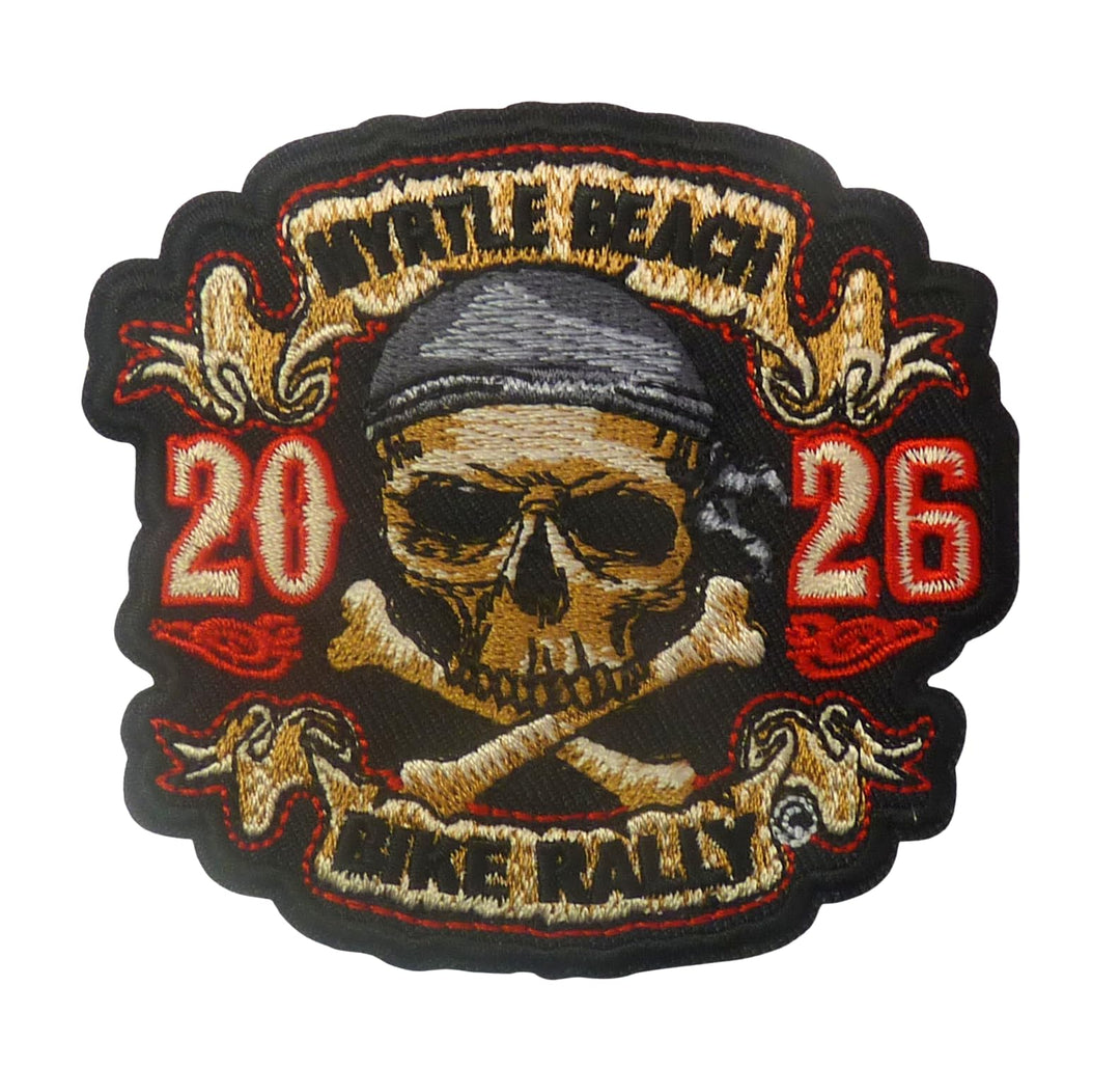 Myrtle Beach 2026 Bike Rally Skull and Crossbones Patch — product image