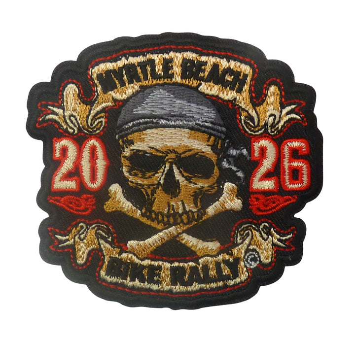 Myrtle Beach 2026 Bike Rally Skull and Crossbones Patch — product image