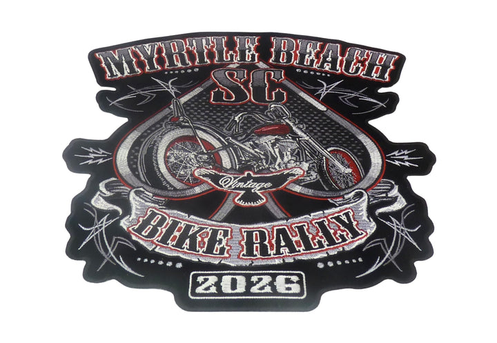 Myrtle Beach SC Vintage Bike Rally 2026 Embroidered Large Patch — detail view 1