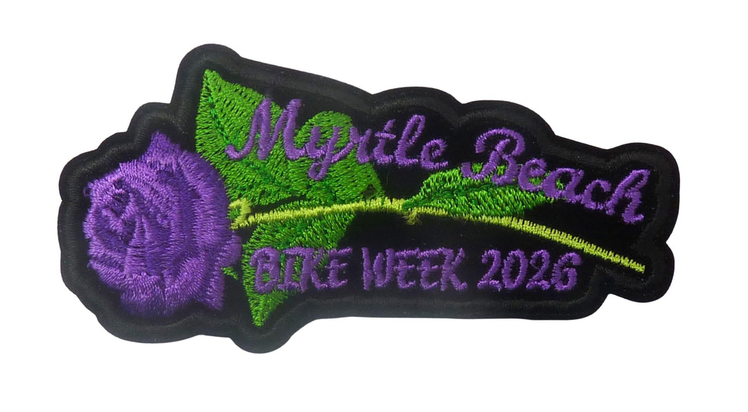 Myrtle Beach Bike Week 2026 Purple Rose Embroidered Patch — product image