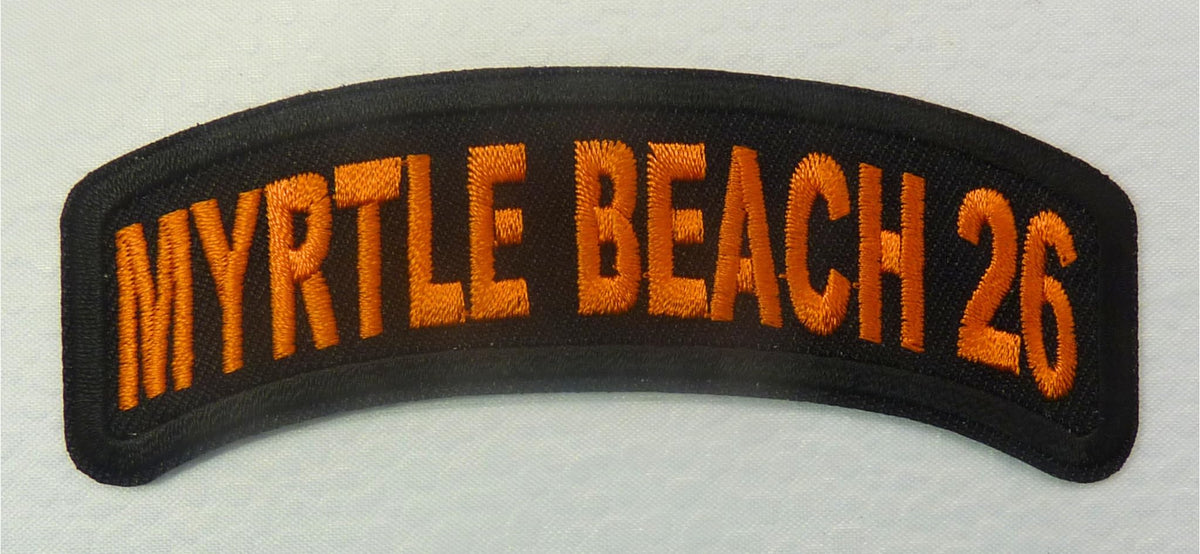 Myrtle Beach 26 Top Rocker Orange Embroidered Event Patch — detail view 1