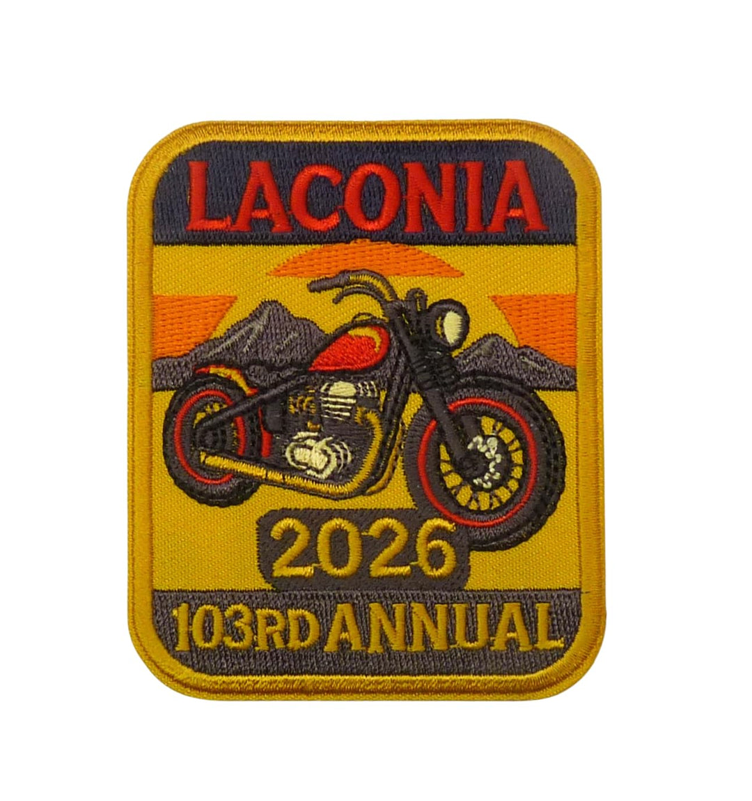 Laconia 2026 103rd Annual Motorcycle Rally Embroidered Patch — product image