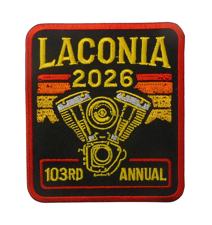 Laconia 2026 103rd Annual Motorcycle Event Embroidered Patch — product image
