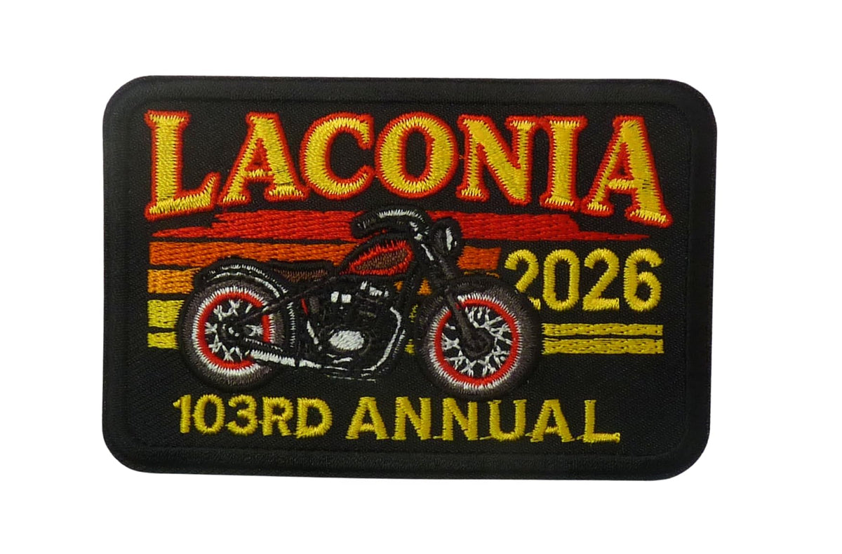 Laconia 2026 103rd Annual Motorcycle Event Embroidered Patch — product image