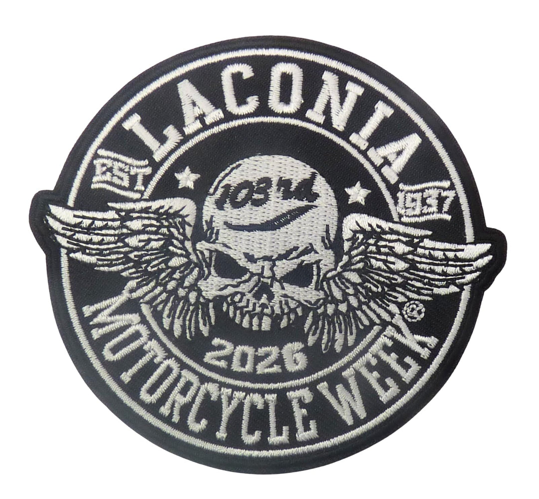 Laconia 103rd 2026 Motorcycle Week Skull Wings Event Patch — product image