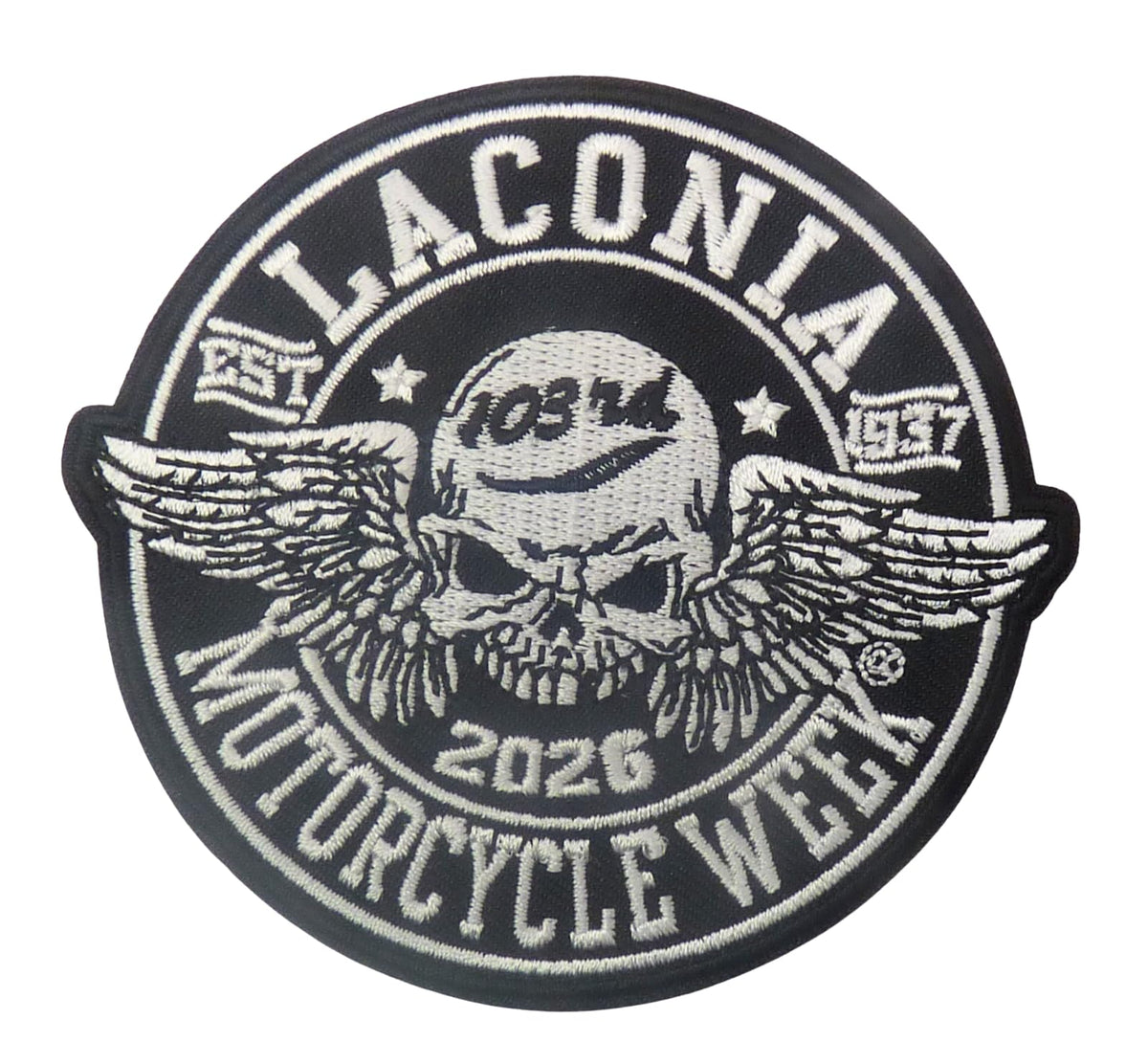 Laconia 103rd 2026 Motorcycle Week Skull Wings Event Patch — product image