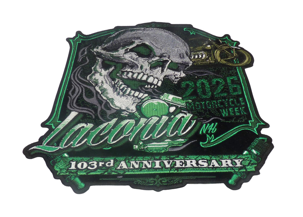 Laconia,NH 2026 Motorcycle Week 103rd Anniversary Event Large Patch — detail view 1