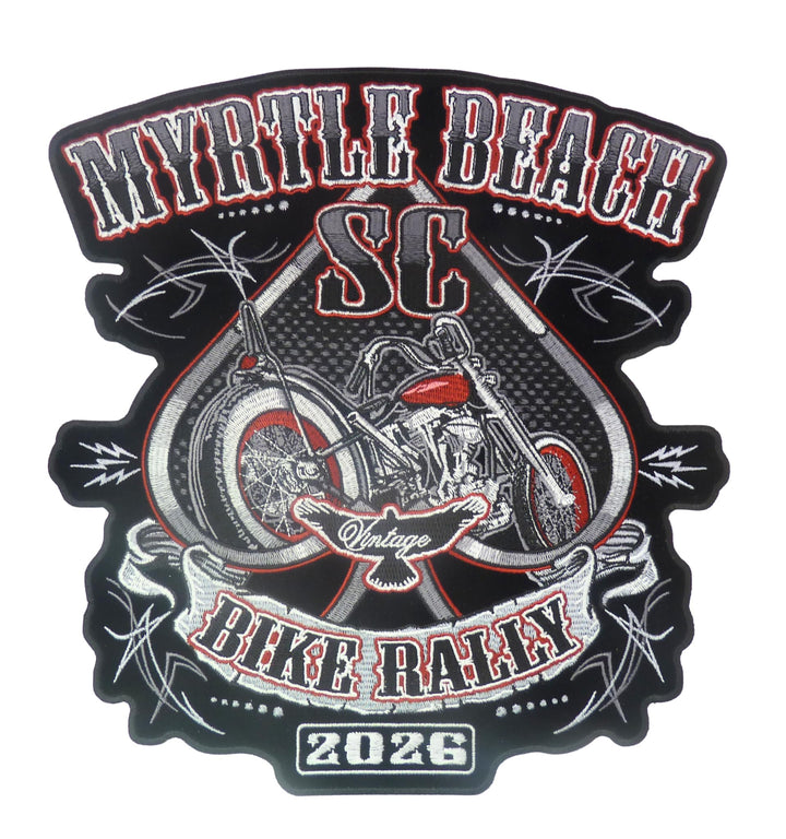 Myrtle Beach SC Vintage Bike Rally 2026 Embroidered Large Patch — product image