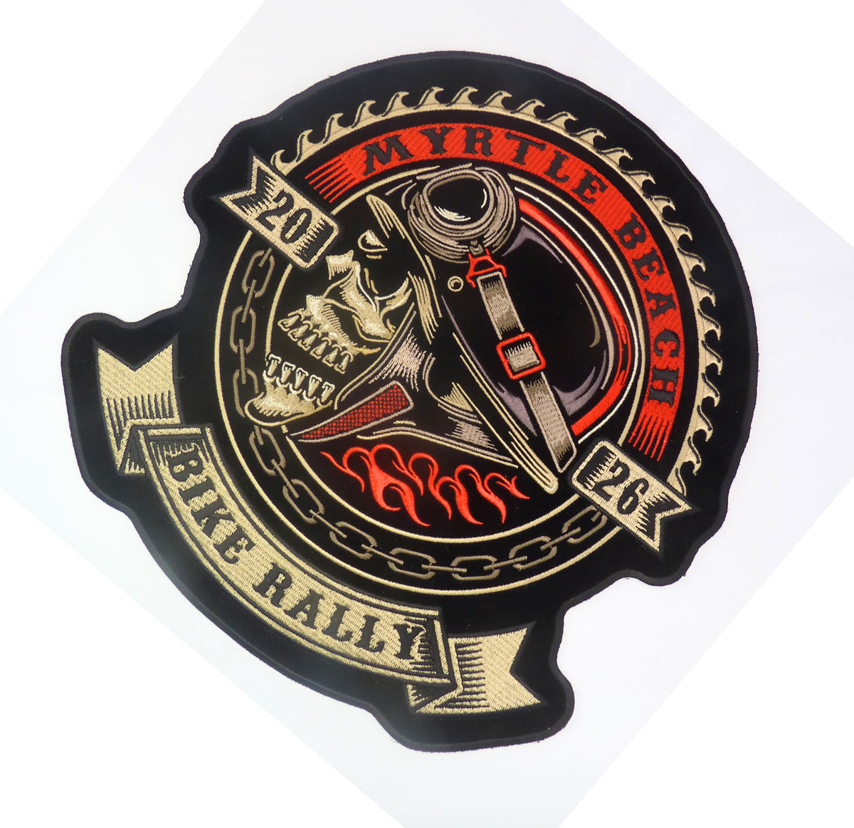 Myrtle Beach 2026 Bike Rally Large Embroidered Patch — detail view 1