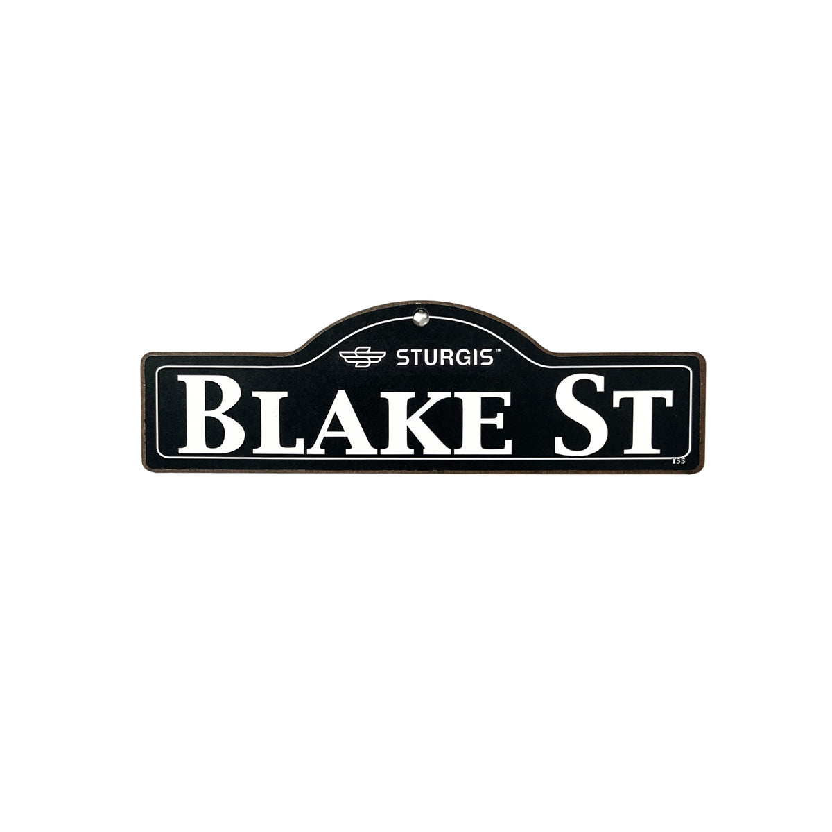 Blake Sturgis wooden street name sign with white lettering on black